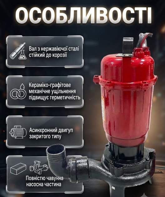 Фекальный насос ONEX 3750 Вт погружной с измельчителем производительность до 20 м3 ч высота подъема до 28 м поплавковый выключатель 230 В - Фото 2 Фекальный насос ONEX 3750 Вт погружной с измельчителем производительность до 20 м3 ч высота подъема до 28 м поплавковый выключатель 230 В - изображение 2