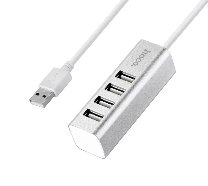 USB-хаб HOCO HB1 4USB Line machine Silver - Фото 1 USB-хаб HOCO HB1 4USB Line machine Silver - зображення 1