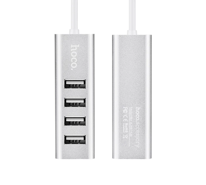 USB-хаб HOCO HB1 4USB Line machine Silver - Фото 2 USB-хаб HOCO HB1 4USB Line machine Silver - зображення 2