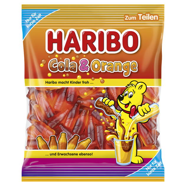 Желейні цукерки Haribo Cola & Orange кола та апельсин 175 г - Фото 1 Желейні цукерки Haribo Cola & Orange кола та апельсин 175 г - зображення 1