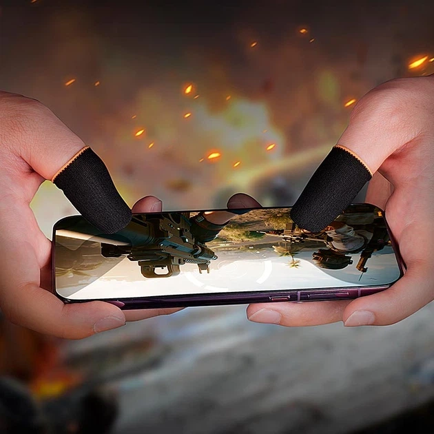 Ігрові напальчники для телефона HOCO GA20 Magic Claw carbon fiber gaming finger set сенсорні геймерські з вуглецевим волокном 2 шт Чорні - зображення 6