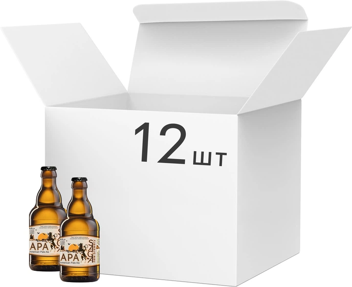 Упаковка пива Saga APA (American Pale Ale) светлое нефильтрованное 4.8% 0.33 л x 12 шт (4820195890813) - Фото 1 Упаковка пива Saga APA (American Pale Ale) светлое нефильтрованное 4.8% 0.33 л x 12 шт (4820195890813) - изображение 1