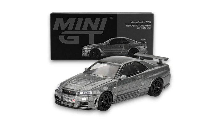Машинка Premium MINI GT Nissan Skyline GT-R (R34) - Nismo BNR34 CRS Version 1999 1:64 MGT01160 Grey - зображення 5