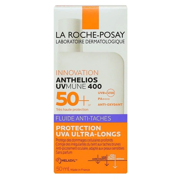 Сонцезахисний флюїд для обличчя La Roche-Posay Anthelios UVMUNE 400 Fluide Anti-taches SPF 50+ - Фото 2 Сонцезахисний флюїд для обличчя La Roche-Posay Anthelios UVMUNE 400 Fluide Anti-taches SPF 50+ - зображення 2