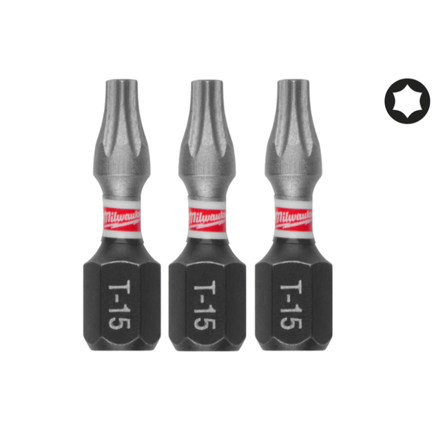 Бита SHOCKWAVE MILWAUKEE, TX15, 25мм, (3шт) - Фото 1 Бита SHOCKWAVE MILWAUKEE, TX15, 25мм, (3шт) - изображение 1