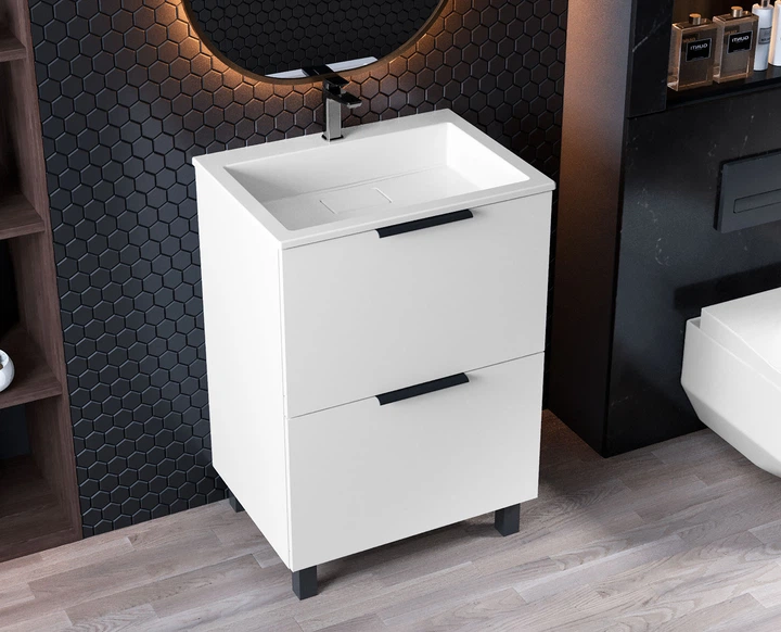 Тумба лакированная, Luxor Sena 60, с умывальником Imperio Low 60 - изображение 5
