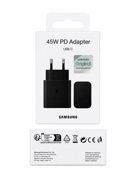 Мережевий зарядний пристрій для Samsung 45W Type-C Black - Фото 2 Мережевий зарядний пристрій для Samsung 45W Type-C Black - зображення 2