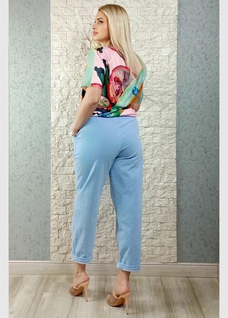 Брюки carrot fit вельветові з защипами блакитні Nest 26-304 - M-XL - блакитний - Фото 7 Брюки carrot fit вельветові з защипами блакитні Nest 26-304 - M-XL - блакитний - изображение 7