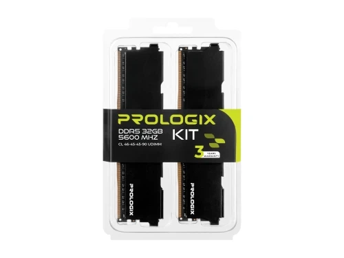 Пам'ять 16Gb x 2 (32Gb Kit) DDR5, 5600 MHz, Prologix, Black, 46-45-45, 1.1V, з радіатором (PRO32GB5600B5K) - Фото 5 Пам'ять 16Gb x 2 (32Gb Kit) DDR5, 5600 MHz, Prologix, Black, 46-45-45, 1.1V, з радіатором (PRO32GB5600B5K) - зображення 5
