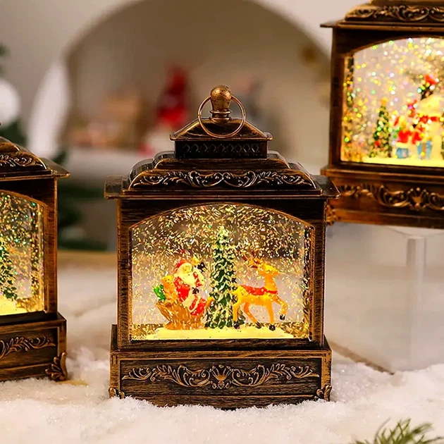 Новогодний светильник ночник с музыкой 19х14 см USB и батарейки LED подсветка бронзовый - зображення 5