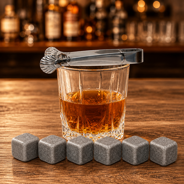 Набір для копчення напоїв Bartending Premium (смокер для віскі, бурбона, кави, коктейлів) 6 видів тріски + камені для віскі + турбо-запальничка у подарунковій коробці (коричневий) - изображение 9