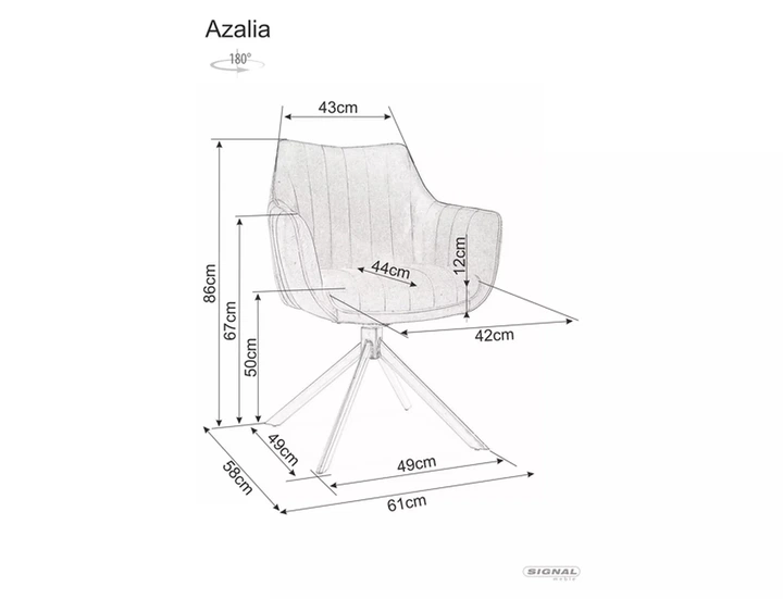 Стул поворотный в гостиную/кухню Azalia Velvet Signal черный/синий (металл/ткань BLUVEL 86) (AZALIAVCG) - изображение 3