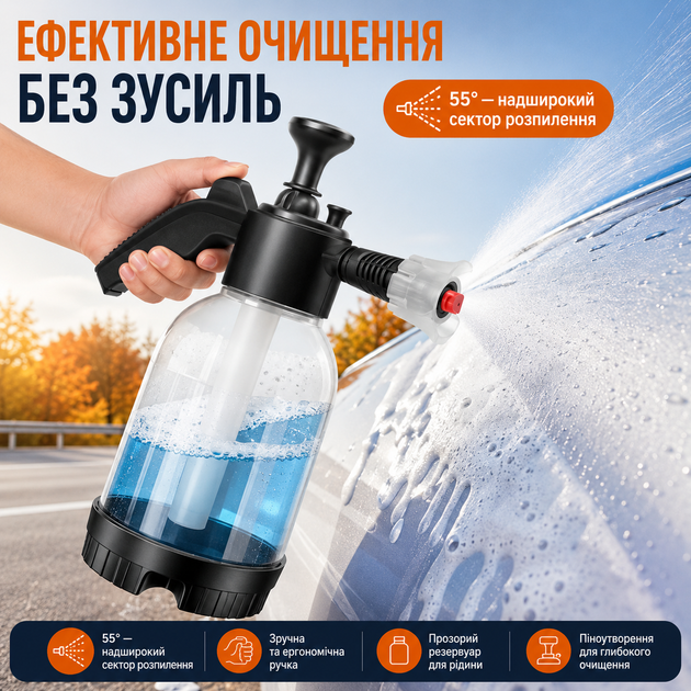 Ручной пеногенератор FSC-101 + 2 насадки 2000 мл - Фото 4 Ручной пеногенератор FSC-101 + 2 насадки 2000 мл - изображение 4