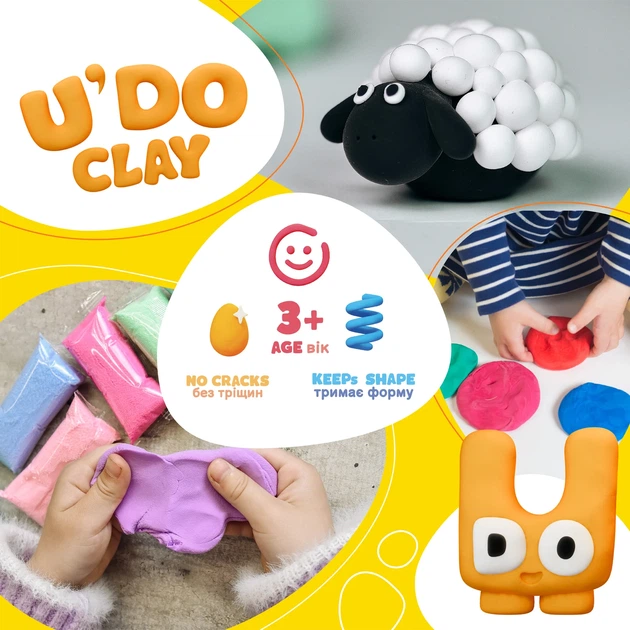 Набор для лепки U'DO Clay 12 шт 10 г Разноцветная воздушная масса (набор 12 шт) - Фото 2 Набор для лепки U'DO Clay 12 шт 10 г Разноцветная воздушная масса (набор 12 шт) - изображение 2