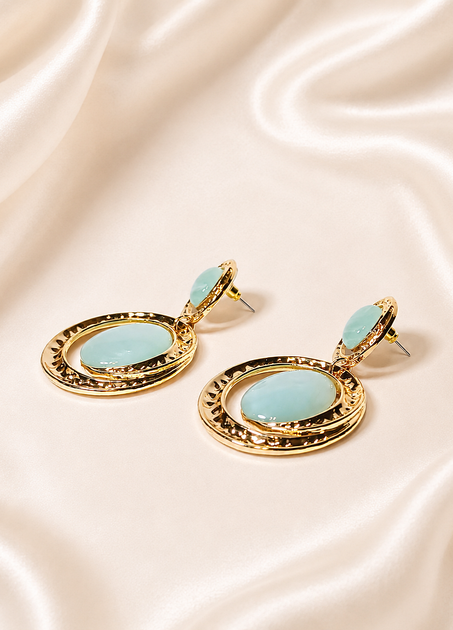 Сережки Acqua Oro з м’ятно-аквамариновими кабошонами золотисті di classe 7-2032 - One size - золотистий - Фото 3 Сережки Acqua Oro з м’ятно-аквамариновими кабошонами золотисті di classe 7-2032 - One size - золотистий - изображение 3