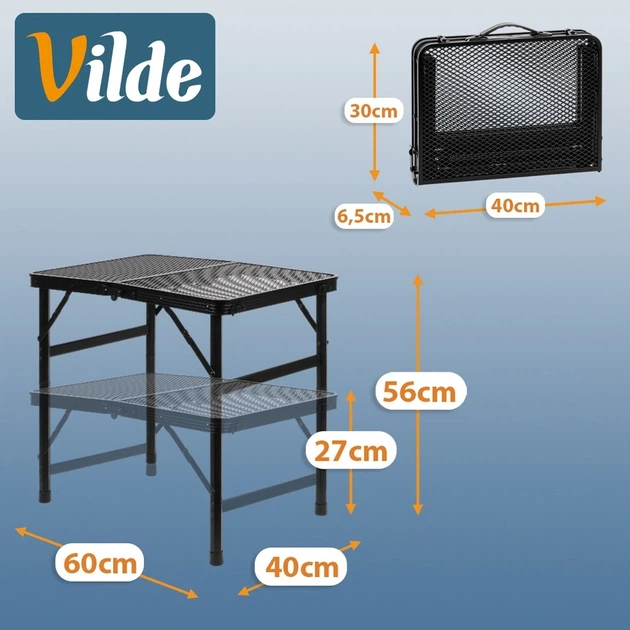 Стіл туристичний Vilde 489389 розкладний 2в1 60 x 40 x 27/56 см Чорний (5900670121539) - Фото 7 Стіл туристичний Vilde 489389 розкладний 2в1 60 x 40 x 27/56 см Чорний (5900670121539) - зображення 7