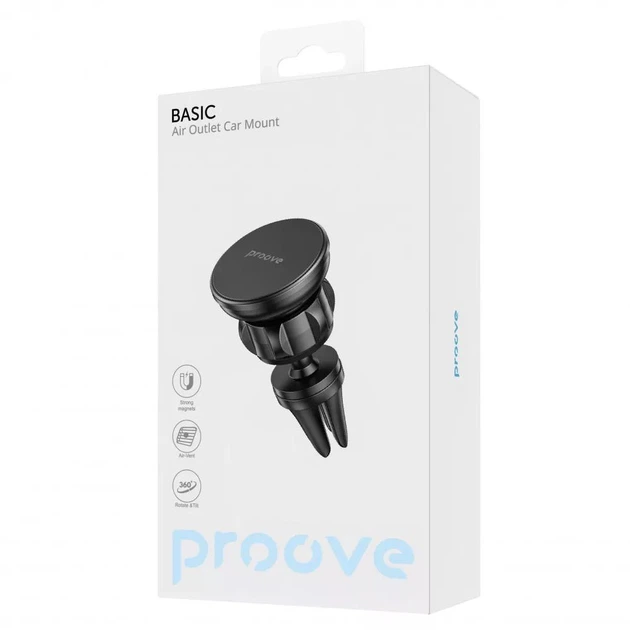 Автотримач для телефону Proove Basic Air Outlet Car Mount Автомобільний тримач на дефлектор з магнітним кріпленням, Чорний - зображення 6