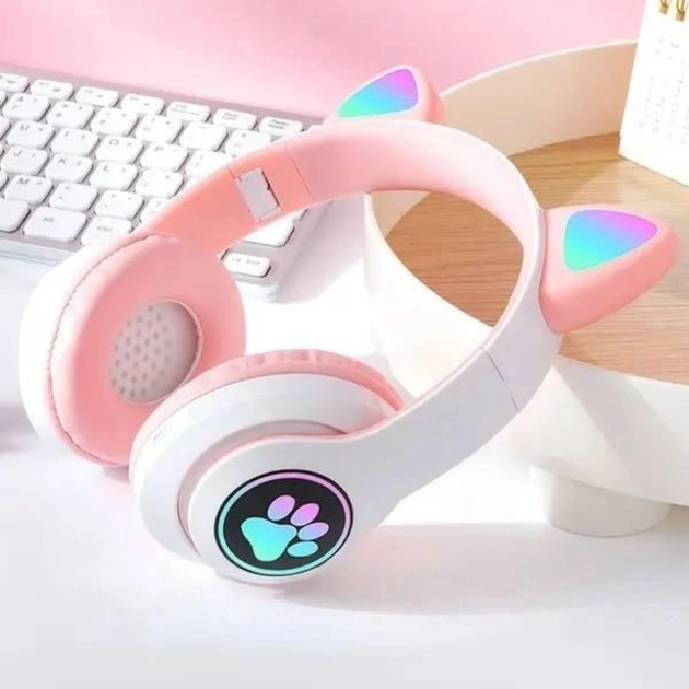 Детские Bluetooth наушники с ушками LED подсветкой микрофоном и FM радио (385109) - изображение 2