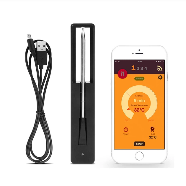 Смарт Bluetooth беспроводной термометр-щуп для мяса, гриля, духовки, BBQ умный кулинарный градусник с приложением на iOS/Android - изображение 2