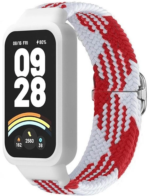 Тканинний ремінець MRK Braided Loop для фітнес браслета Mi Smart Band 9 Active з металевим регулятором довжини Red and White (mrk5838) - Фото 1 Тканинний ремінець MRK Braided Loop для фітнес браслета Mi Smart Band 9 Active з металевим регулятором довжини Red and White (mrk5838) - зображення 1