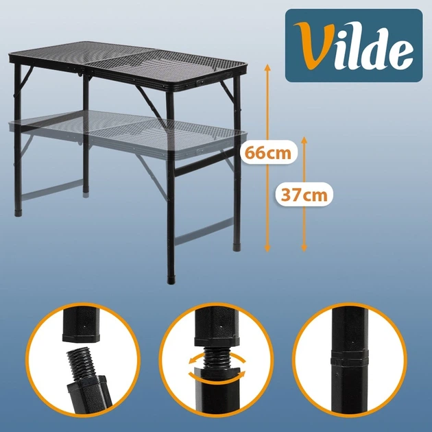 Стіл туристичний Vilde 489391 розкладний 2в1 80 x 40 x 37/66 см Чорний (5900670121553) - Фото 12 Стіл туристичний Vilde 489391 розкладний 2в1 80 x 40 x 37/66 см Чорний (5900670121553) - зображення 12