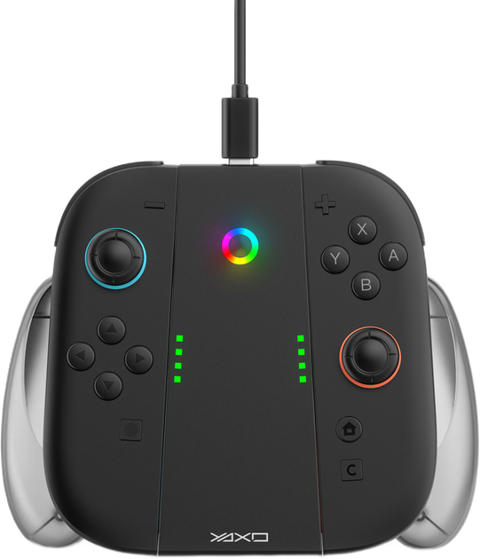 Набір зарядних тримачів Yaxo для Joy-Con Charge Grip Set на NS/NS2 Techno Black (YGCGSJCH01B) - зображення 8