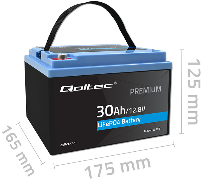Аккумуляторная батарея Qoltec LiFePO4 Литий-железо-фосфатный 12.8V 30Ah 384Wh BMS 53703 (5901878537030) - изображение 4