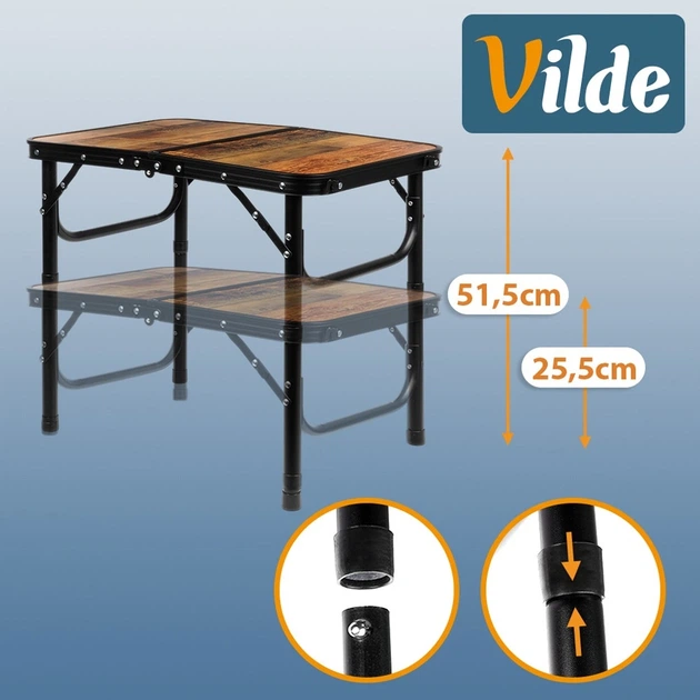 Стіл туристичний Vilde 489398 розкладний 2в1 60 x 40 x 25,5/51,5 см Коричневий (5900670121621) - Фото 7 Стіл туристичний Vilde 489398 розкладний 2в1 60 x 40 x 25,5/51,5 см Коричневий (5900670121621) - зображення 7