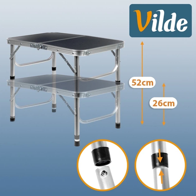Стіл туристичний Vilde 489399 розкладний 2в1 60 x 40 x 26/52 см Графітовий (5900670121638) - Фото 11 Стіл туристичний Vilde 489399 розкладний 2в1 60 x 40 x 26/52 см Графітовий (5900670121638) - зображення 11