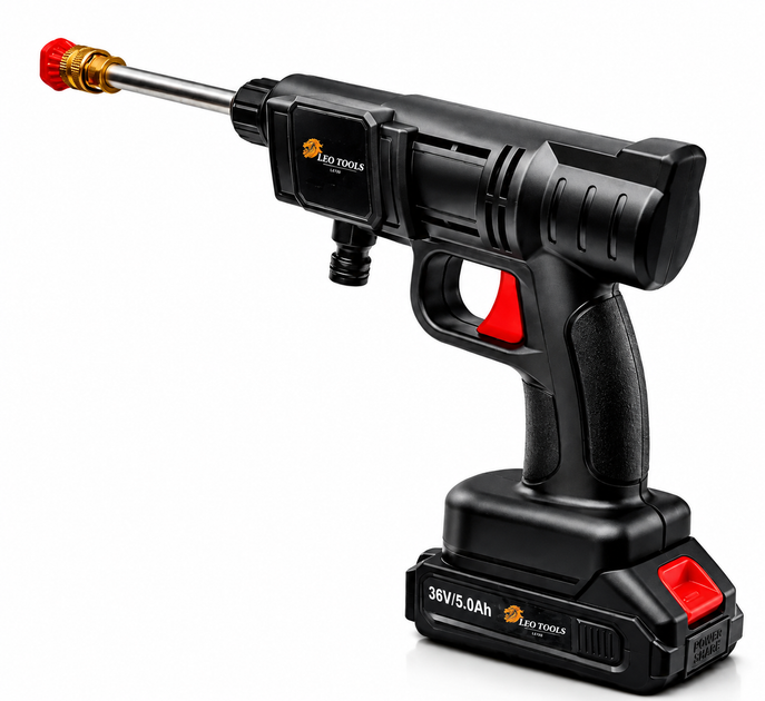 Акумуляторна мийка високого тиску LEO TOOLS 36V + 2 акумулятори - Фото 3 Акумуляторна мийка високого тиску LEO TOOLS 36V + 2 акумулятори - изображение 3