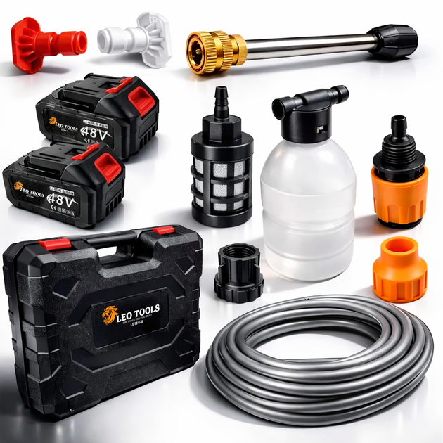 Акумуляторна мийка високого тиску LEO TOOLS 48V + 2 акумулятори - изображение 8