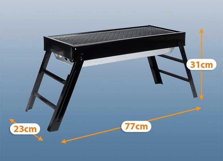 Grill węglowy Vilde 489374 składany przenośny 77 x 23 x 31 cm (5900670121256) - obraz 6