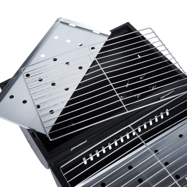 Grill węglowy Vilde 489375 stalowy przenośny z kominem 41 x 25 x 38 cm (5900670121263) - obraz 4