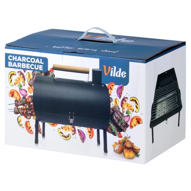 Grill węglowy Vilde 489375 stalowy przenośny z kominem 41 x 25 x 38 cm (5900670121263) - obraz 7