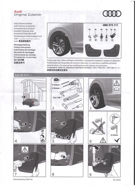 Оригинальные брызговики Audi Q8 2018-передние 2шт VAG 4M8075111 - Фото 4 Оригинальные брызговики Audi Q8 2018-передние 2шт VAG 4M8075111 - изображение 4