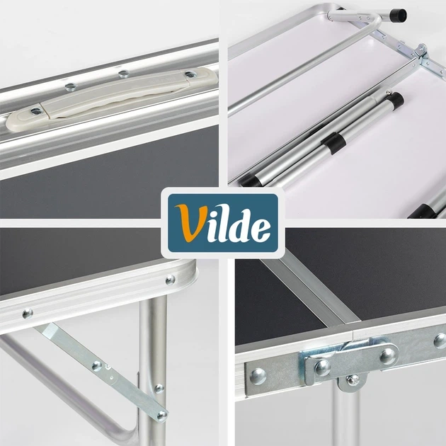 Стіл туристичний Vilde 489403 розкладний 2в1 90 x 60 x 26/54 см Графітовий (5900670121676) - Фото 7 Стіл туристичний Vilde 489403 розкладний 2в1 90 x 60 x 26/54 см Графітовий (5900670121676) - зображення 7