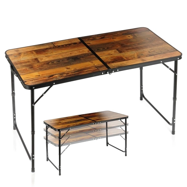Стіл туристичний Vilde 489404 розкладний 3в1 120 x 60 x 54/62/70 см Коричневий (5900670121683) - Фото 1 Стіл туристичний Vilde 489404 розкладний 3в1 120 x 60 x 54/62/70 см Коричневий (5900670121683) - зображення 1