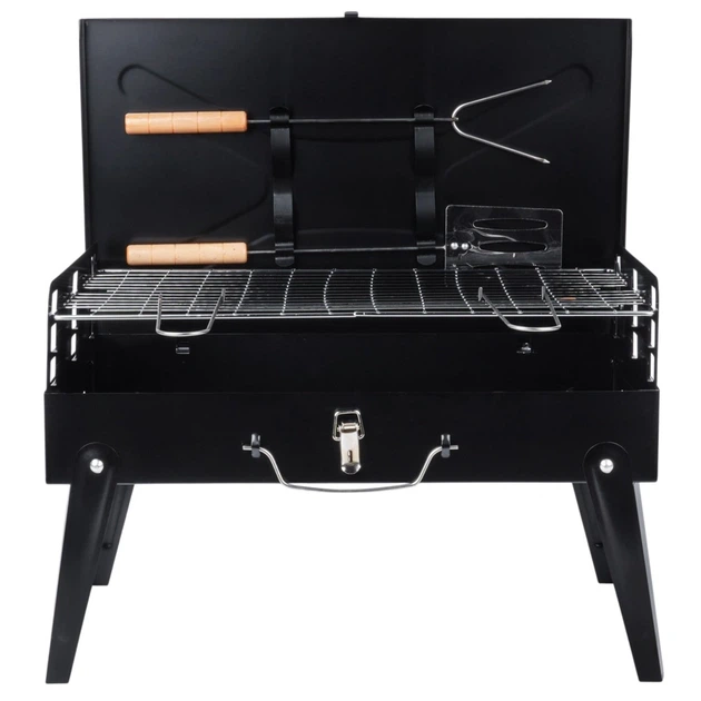 Grill węglowy Vilde 489377 składany przenośny w walizce 43 x 26 x 29 cm (5900670121287) - obraz 2