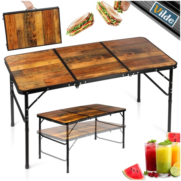 Стіл туристичний Vilde 489406 розкладний 2в1 120 x 60 x 34,5/65 см Коричневий (5900670121706) - Фото 5 Стіл туристичний Vilde 489406 розкладний 2в1 120 x 60 x 34,5/65 см Коричневий (5900670121706) - зображення 5