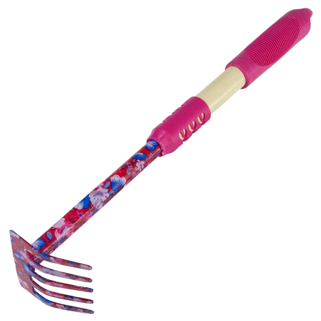 Грабли 5-ти зубые FLORA 5043154 сталь 31,5х8,8х7 см розовые - изображение 3