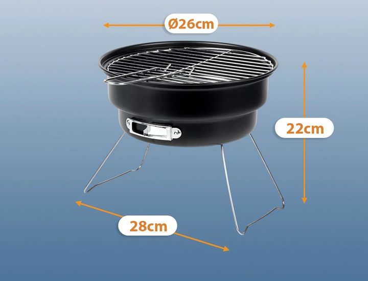 Grill węglowy Vilde 489380 składany przenośny stalowy 28 x 26 x 22 cm (5900670121317) - obraz 5