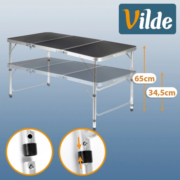 Стіл туристичний Vilde 489407 розкладний 2в1 120 x 60 x 34,5/65 см Графітовий (5900670121713) - Фото 11 Стіл туристичний Vilde 489407 розкладний 2в1 120 x 60 x 34,5/65 см Графітовий (5900670121713) - зображення 11