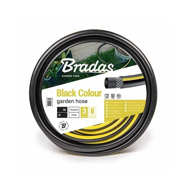 Шланг для поливу BLACK COLOUR 3/4" армований, 25 м, тришаровий, Bradas - Фото 1 Шланг для поливу BLACK COLOUR 3/4" армований, 25 м, тришаровий, Bradas - зображення 1
