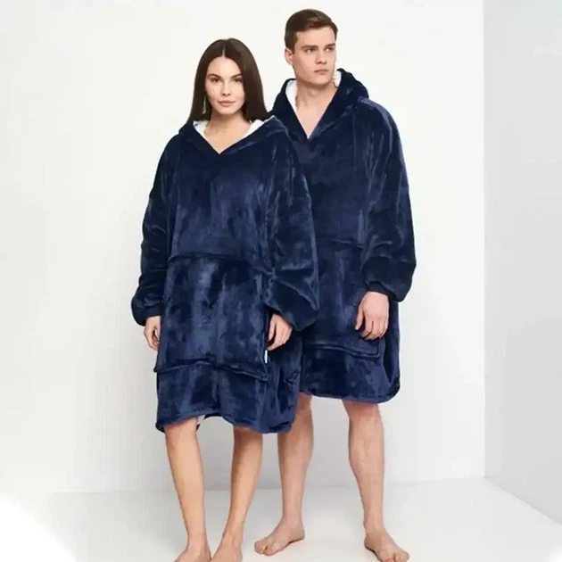 Оверсайз плед халат с капюшоном 100х80см для дома Huggle Hoodie Черный из полиэстера - Фото 7 Оверсайз плед халат с капюшоном 100х80см для дома Huggle Hoodie Черный из полиэстера - изображение 7
