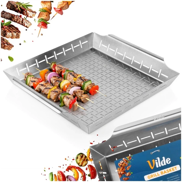 Koszyk do grillowania Vilde 489420 stal nierdzewna 39.5 x 35 x 6 cm (5900670122420) - obraz 7