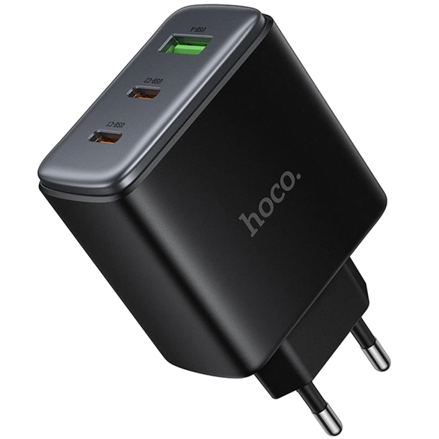 Мережевий зарядний пристрій Hoco C160A Upgrade PD65W+QC3.0 (1USB-A/2C) Black - Фото 4 Мережевий зарядний пристрій Hoco C160A Upgrade PD65W+QC3.0 (1USB-A/2C) Black - изображение 4