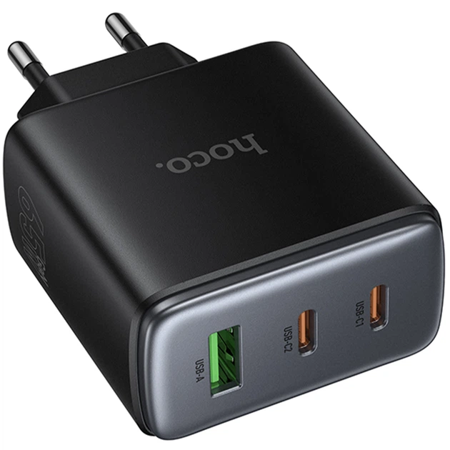 Мережевий зарядний пристрій Hoco C160A Upgrade PD65W+QC3.0 (1USB-A/2C) Black - Фото 5 Мережевий зарядний пристрій Hoco C160A Upgrade PD65W+QC3.0 (1USB-A/2C) Black - изображение 5