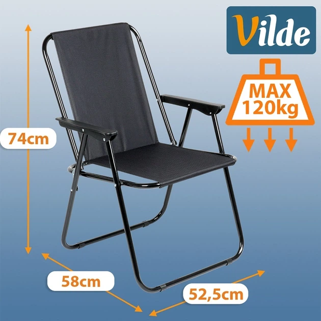 Туристичне крісло Vilde 489352 розкладне Чорне (5900670106437) - зображення 7