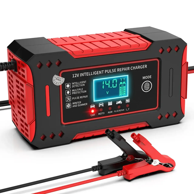 Зарядное устройство для автомобильного аккумулятора (12V/24V) 6A Red - Фото 1 Зарядное устройство для автомобильного аккумулятора (12V/24V) 6A Red - изображение 1