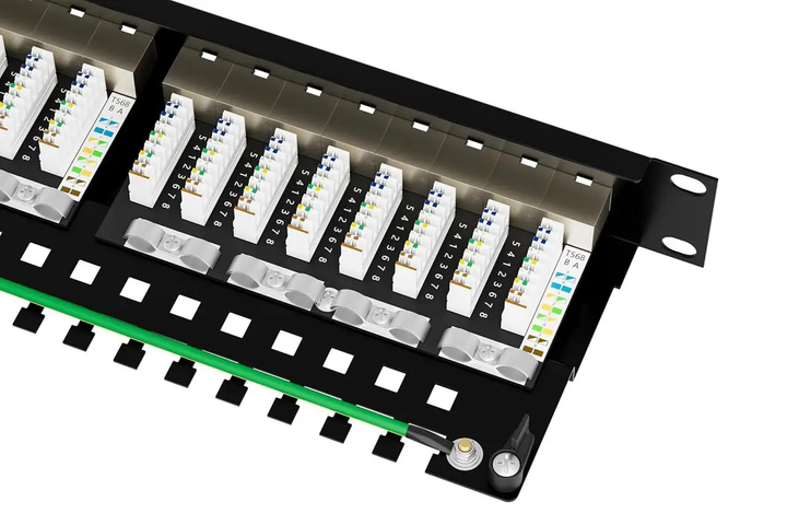 Патч-панель FGB CAT7 24 порта RJ45 1U 19", экранированная Patch Panel, 10Gbps, LSA+, для серверного шкафа - изображение 8